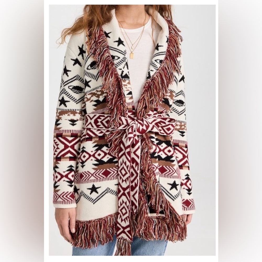 Scotch & Soda Aztec Jacquard Woven Fringe Sweater NWT